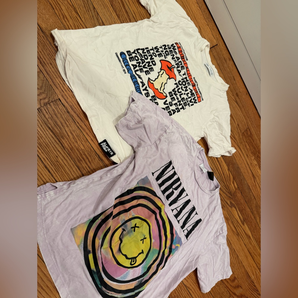 Zara Kids Short Sleeve Tees - Light Purple and White